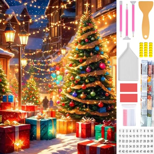 Amyaker ダイヤモンドアート キット ダイアモンドビーズ絵画キット DIY 手作り絵画 モザイクアート 5D モザイクアート ダイヤモンド塗装 全面貼り付けタイプ 30x40cm メリークリスマス