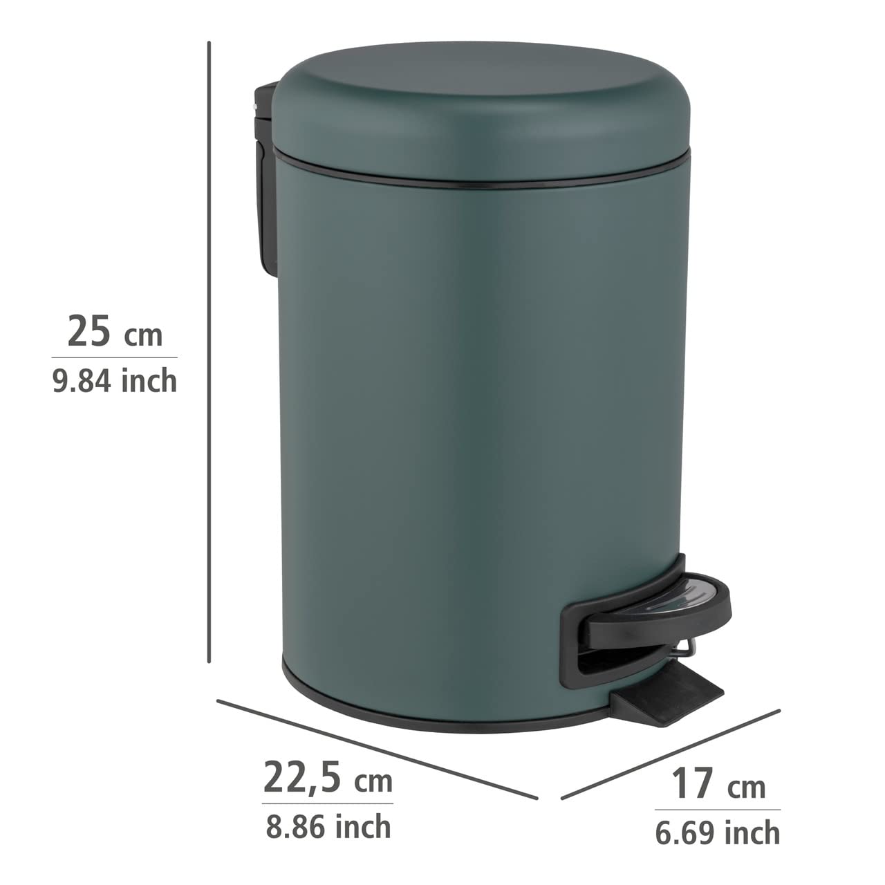 Cestino Portarifiuti 3 Litri In Metallo Nero Con Pedale E Coperchio Soft Close - Adelina - Foto 2