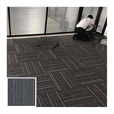 XLIHAWY Carpet Floor Tiles, 20”x 20” DIY Flooring Mat with Anti-Slip PVC Back, Non Slip Washable Square Carpet Tiles for Residential Commercial (Color : Dark Grey, Size : 40pcs)