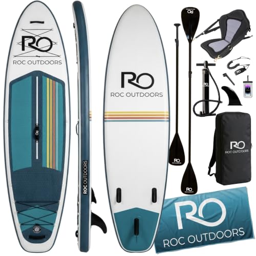 Image of Roc Inflatable Stand Up Paddle Board 10' 6 inch with Premium SUP Paddle Board Accessories, Wide Stable Design, Non-Slip Comfort Deck for Youth & Adults