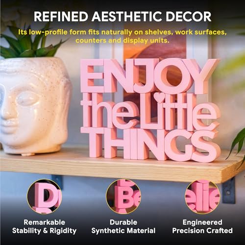 Image of Mad Masters Enjoy The Little Things Spiritual Desk Decor - Aesthetic Table, Shelf & Wall Showpiece for Home Office, Business. Vastu Friendly Gifting, Blush Pink (20.3 x 14.5 x 2.5 cm)