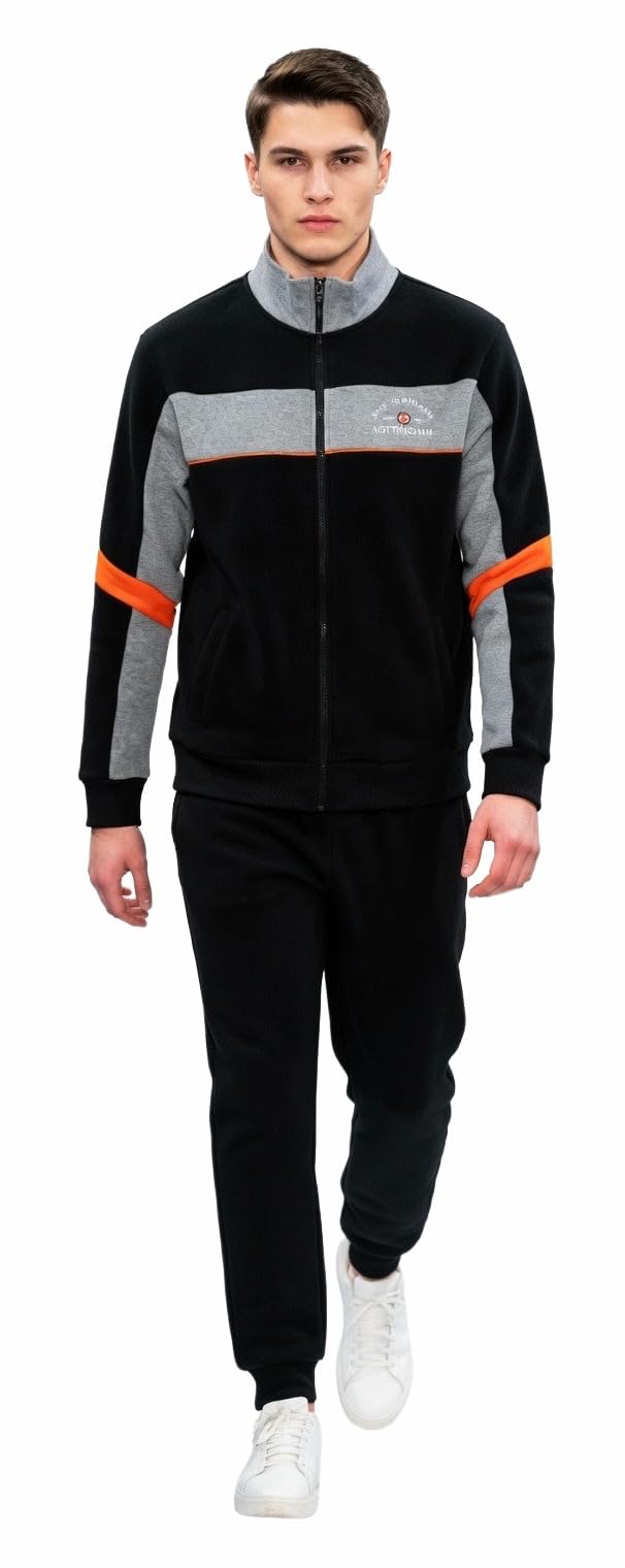 Nottingham Chándal de invierno para hombre, confeccionado en sudadera de algodón Garzato, traje de hombre completo deportivo para ocio y deporte, 35264 Black, XXL