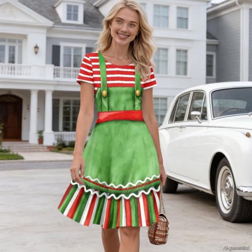 Image of AFPANQZ Womens Casual Summer Lightweight Vintage Dress Short Sleeve Midi Dress Knee-Long Luxury Formal Dress