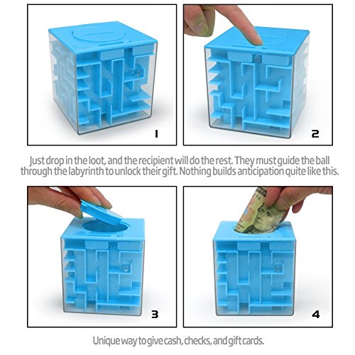 Trekbest Money Maze Puzzle Box - A Fun Unique Way To Give Gifts For Kids And Adults (Blue) #TOP2