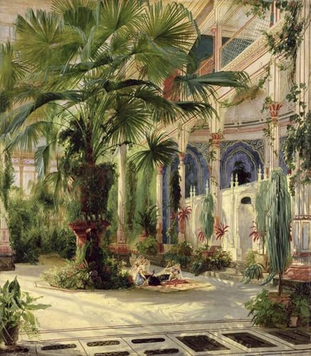 Pintura de lienzo de gran formato con el paisaje clásico de las palmeras de Potsdam