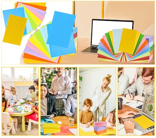 MotBach 180Pcs Colored Index Cards 4x6 Inch Flash Cards with Lines Note Card Flashcards, Colorful Ruled Card Pad Index Note Books 4 x 6 Notecards for Studying School Supply College Office - Image 4