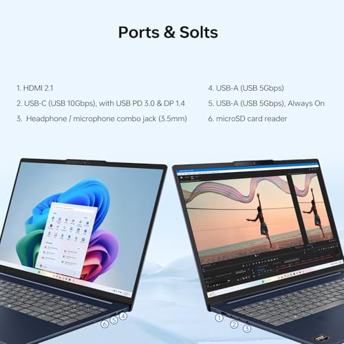 Image of Lenovo IdeaPad Slim 5 Business Laptop, 16 inch FHD+ Touch, Ryzen 7 350(5GHz max Frequency, >Ultra 7 155U), 16GB RAM, 1TB SSD, Backlit, Wi-Fi 7, W11P, Copilot AI-Ready, Bundle with PCO Laptop Cooler