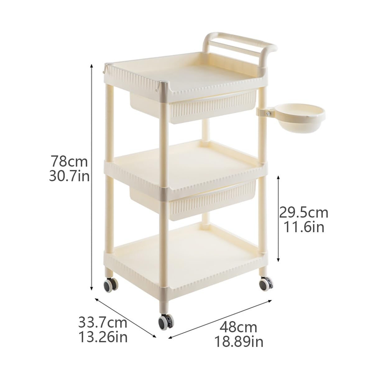 Carrello Estetista Professionale Con Ruote, 3 Ripiani Carrello Portaoggetti Mobile Beauty Salon Trolley, Carrello Parrucchiere Per Ospedale Casa