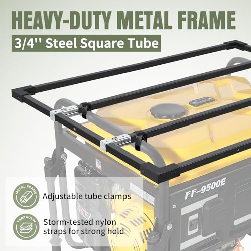 GenArmor Generator Covers While Running, 100% Waterproof Heavy Duty Tarps Generator Tent, Portable Outdoor Generator Enclosure for Most 4000w~13000w Generators, Black