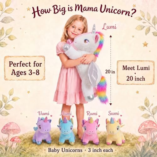 gnomantic Unicorn Stuffed Animals with Babies Inside, Mommy Toy for Kids — view 2