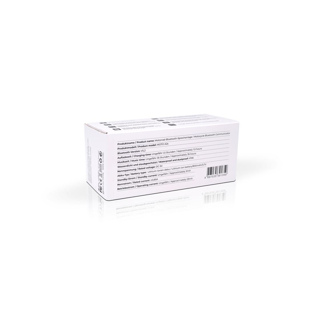 ID221 A2S Interfono Bluetooth per Moto, Comunicazione 2 Persone, Bluetooth 5.2, Cancellazione Rumore DSP, Impermeabile IPX6, Altoparlanti 40mm, Comandi Vocali