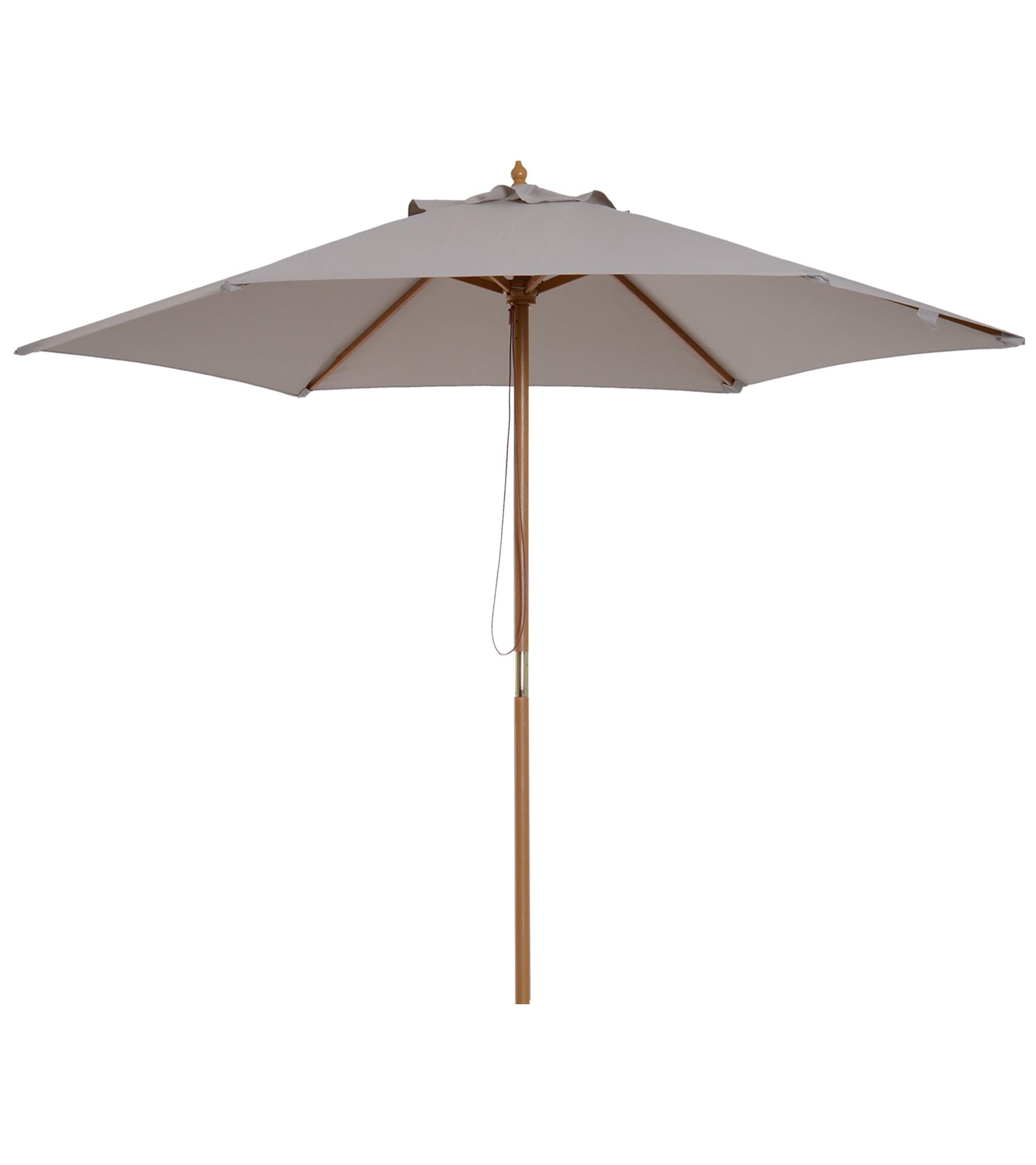 Outsunny Sombrilla de Jardín Ø250x230 cm Parasol de Terraza con 6 Varillas Poste Desmontable Anti-​UV Impermeable y Marco de Madera para Playa Patio Gris