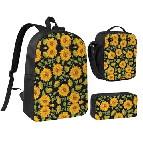 Sac à dos tournesol grand format 43 cm avec sac à déjeuner isotherme et trousse