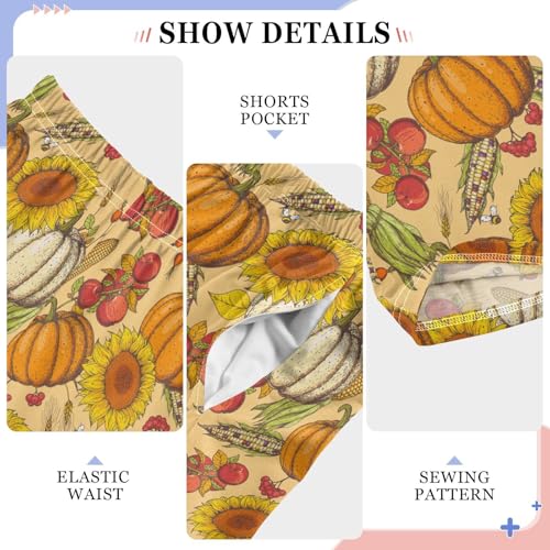 Pumpkin Sunflower Boys Long Pants Soft Trousers Elastic Waist Kids Lounge Bottoms with Pockets S-XL4