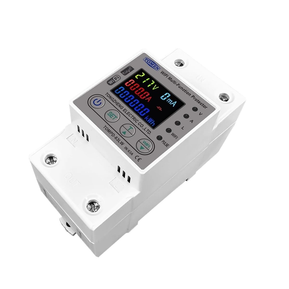Generisch Leitungsschutzschalter, Sicherungsautomat 63A 80A WiFi Smart Energy Meter Kwh Metering Circuit Breaker Timer Mit Spannung Strom Und Leckage Schutz(80A)