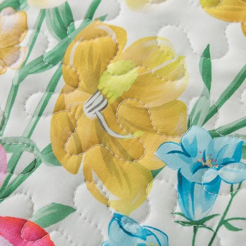 NEWLAKE Quilt Bedspread Sets- Dreamy Flowers Reversible Coverlet Set,Queen Size
