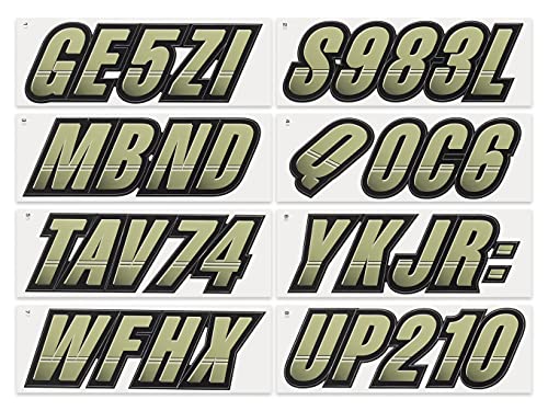 Image of STIFFIE Techtron Moss /Black 3 inch Boat & PWC Registration Decals • Numbers Letters Stickers