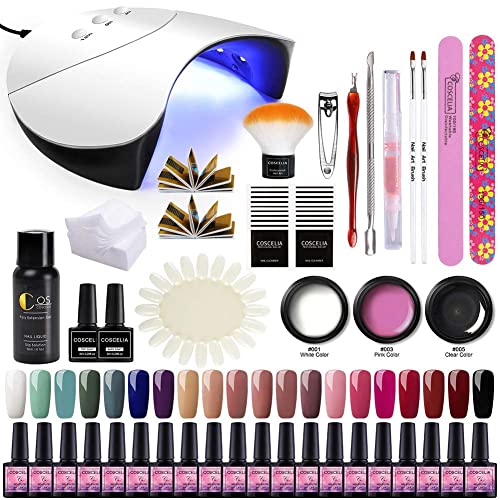 Saint-Acior UV Nagelack Gel Lack Nagelset 36W UV+LED Nagellampe Gel-Lack Starterset 20 Farben Gel Nagellack Nageldesign Gelnägel Nagelset Weihnachtsgeschenke für Frauen Cover