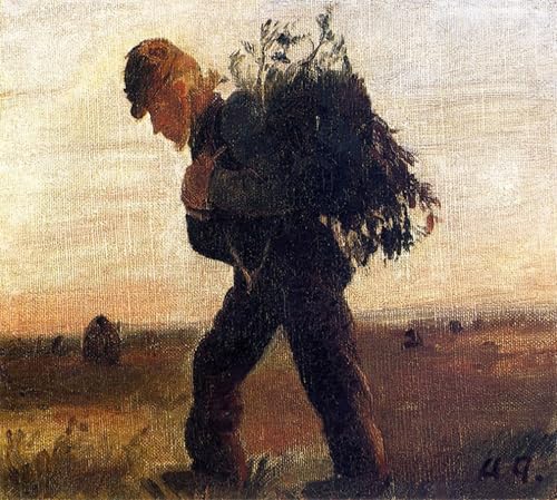 Tableau Per Bollerhus marchant avec son fagot toile 60x90
