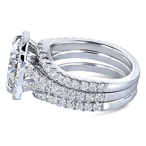 Kobelli Round G-H Moissanite Cushion Halo Bridal Wedding Set 4 1/3 CTW 14k White Gold 3 Piece Set3