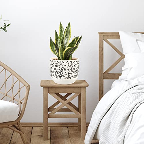 Gohearin Ceramic Planter - 6.6+5.4 Inch Flower Pot W/Drain Hole Forindoor Or Outdoor, Gardening Decoration Gift -Face Image Flowerpot - Set Of 2 #TOP5