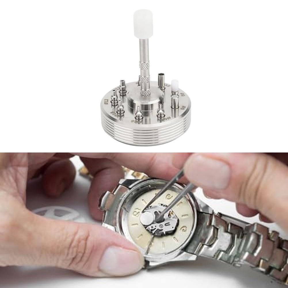 Edelstahl Uhr Hand Presser Werkzeug Set Uhrmacher Armbanduhr Reparatur Werkzeuge für Hobbyisten und professionelle Uhrmacher, Silber