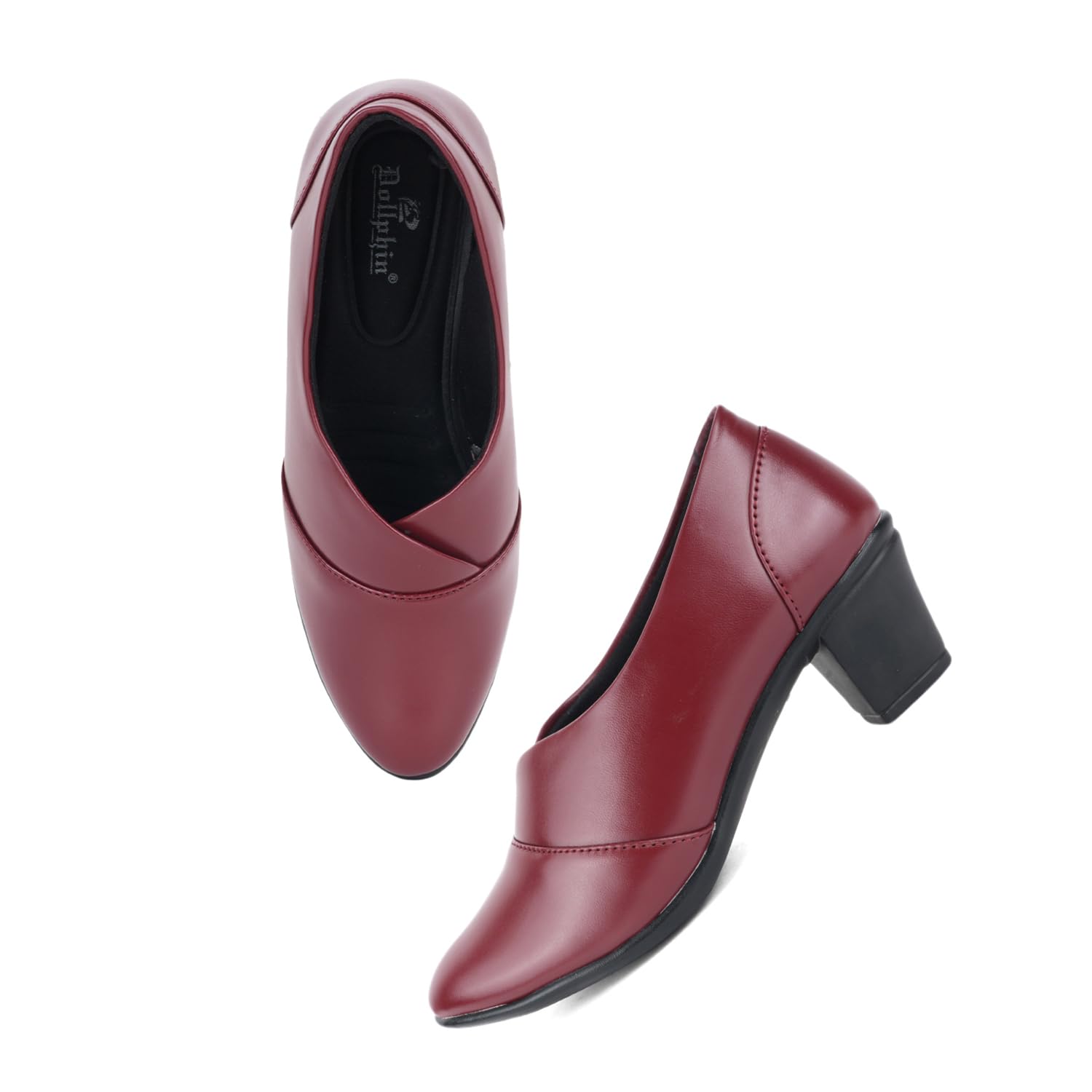 Women Pointed Toe Block Heel Pump Slip on Plane Casual Stylish & Comfortable Ballerinas DFK-F3-image-30