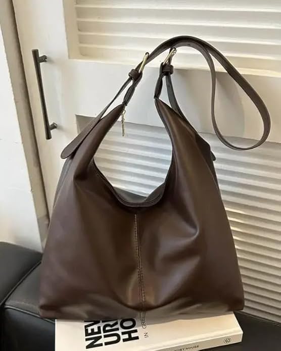 Image of Hobo Shoulder Bag for Women - Soft PU Leather Slouchy Tote Purse | Casual Lightweight Handbag for Work, Travel & Everyday Use