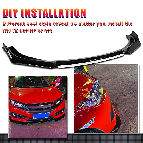 x xotic tech Front Bumper Lip Chin Spoiler Splitter Diffuser Protector Body Kit with Adjustable 10"-13" Support Splitter Rod Compatible with Honda Accord Civic, Volkswagen MK5 MK6 MK7, Black w/White - Image 6