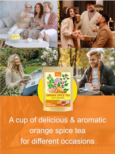 Image of TeeLux Orange Spice Tea, Blended Rosehips with Cinnamon & Hibiscus, Refreshing & Soothing Taste, Caffeine Free, 50 Count
