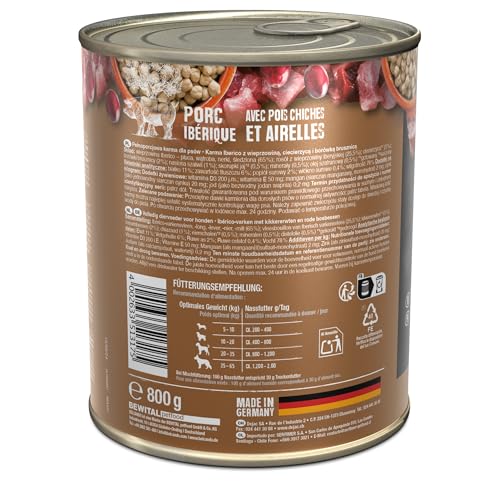 BELCANDO Super Premium Dose [6x800g Iberico mit Kichererbsen & Preiselbeeren] | Nassfutter für Hunde | Feuchtfutter Dose | Alleinfutter für Hunde Aller Rassen