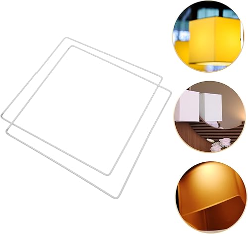 Miniatura 2 de Housoutil 2 piezas de aro de hierro cuadrado de metal para lámpara de lámpara de faroles decorativos, candelabros de metal, pantalla cuadrada, marco