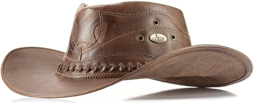 1651KP-Chapéu Unissex Estilo Americano em Couro Legitimo Linha Barretos