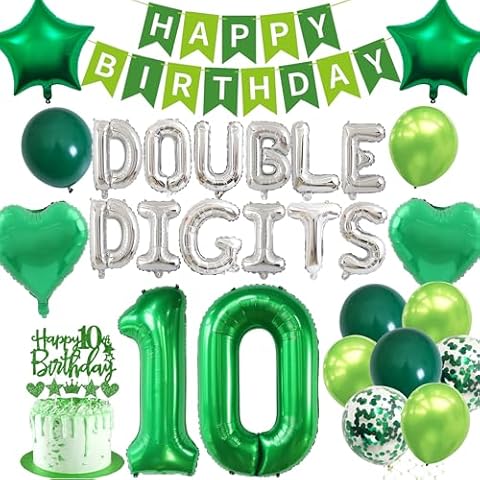 Green 10th Birthday Decorations Set Cover