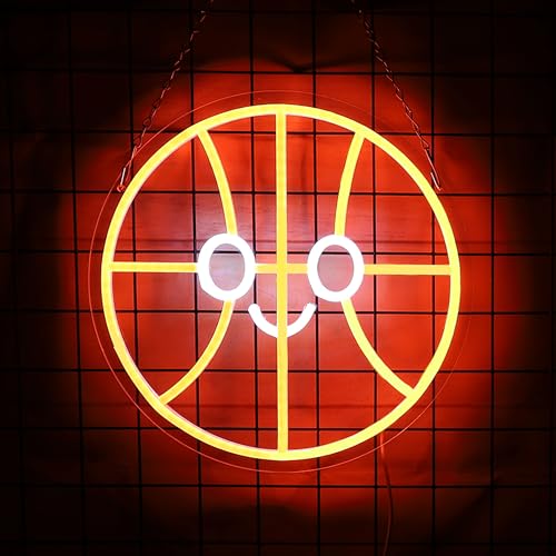 Image of Basketball Neon Sign Basketball Neon Light LED Neon Sign for Wall Decor Dimmable LED Neon Light for Bar Restaurant Music Concert Man Cave Wall Art 12.6 * 12.6IN