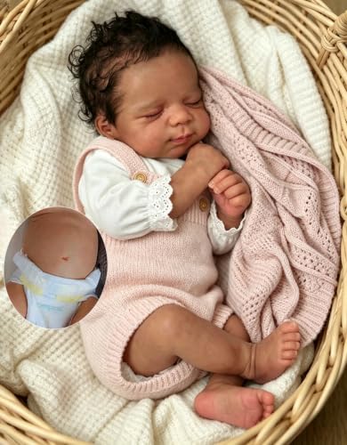Zero Pam Black Reborn Baby Dolls Full Body-18 in Black Reborn Dolls Girls Realistic Baby Doll African American Full Body Lifelike Babys Doll with Accessories