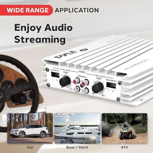 Pyle Hydra Marine 400W 4-Channel Amplifier - Waterproof with Dual MOSFET Power Supply - GAIN level Controls - RCA Input - LED Indicator - Compact Design for Boat/Vehicle Audio - PLMRA402 - Image 4