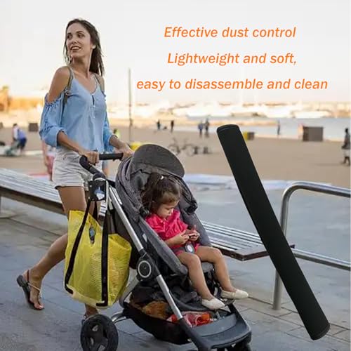 Image of Universal Stroller Handle Cover, 18.9 Inch Stroller Handlebar Cover Infant Toddler Pram Bar Dust Proof Handle, Universal Handle Sleeve Cover for Baby Stroller (Black)