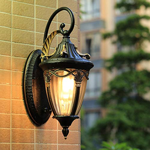 Zewnętrzna lampa ścienna z wodoodpornym szklanym kinkietem w stylu vintage - oświetlenie zewnętrzne w stylu antycznym do ogrodu, werandy i drzwi wejściowych