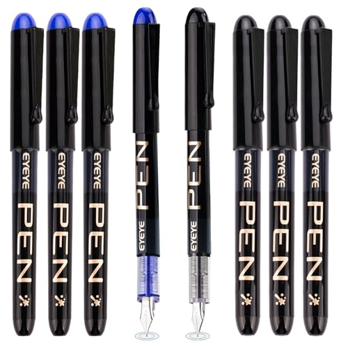 EYEYE Disposable Fountain Pens Fine Point, 4 Black 4...