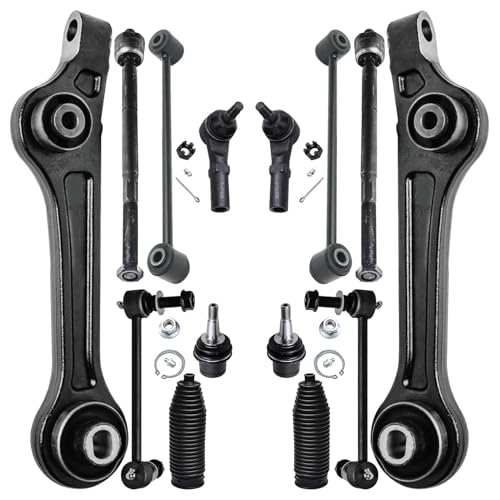 Image of Detroit Axle - 14pc End Kit for 11-20 Dodge Charger 11-18 Challenger 11-14 Chrysler 300, 2 Front Lower Rearward Control Arms 4 Front Rear Sway Bars 4 Inner Outer Tie Rods 2 Lower Ball Joints 2 Boots