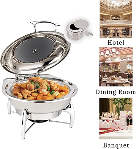 SmPinnaA 6 L Chafer Chafing Dish Für Hochzeitsbankette Und Partys, Sichtbares Buffetwärmer-Set Aus Edelstahl, Inkl. Speisepfanne, Wasserpfanne, Brennstoffhalter, Gold,Gold – Bild 7