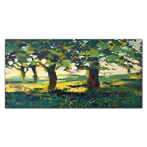 Décoration murale verre 100x50cm photo sur verre nature herbe d'arbres