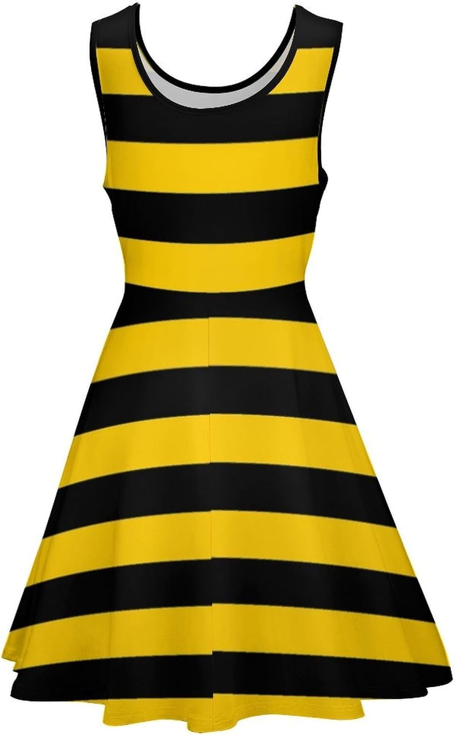 Bee Yellow Black Stripes Summer Dresses for Women Sleeveless Beach Sundress Swing Mini Tank Dress 5X-Large