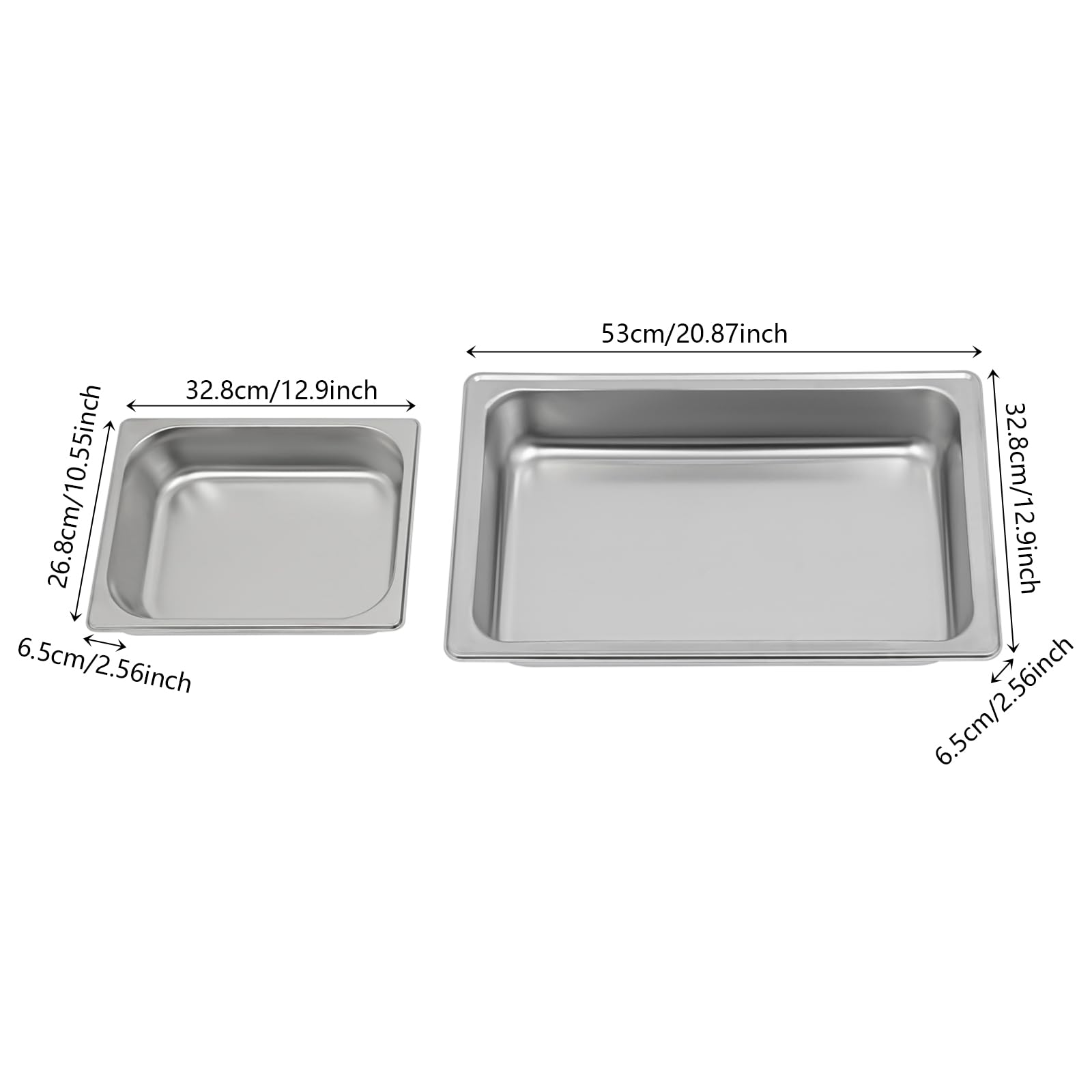 Chauffe-plat rectangulaire en acier inoxydable - 2 compartiments - 6 l - Pour restaurants, buffets, hôtels, cafétérias, snack-bars - 60 x 34,5 x 30 cm