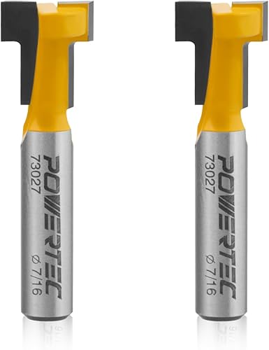 Miniatura 17 de POWERTEC Broca de router de pista T, broca de router con punta de carburo de tungsteno, vástago de 1/4 pulgadas, 7/16" de diámetro, pared