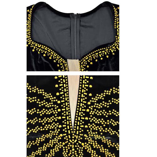 Image of Jigfar Women's Sexy Elegant Rhinestone Embellished Velvet Party Club Night Bodycon Formal Evening Maxi Dress
