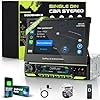 【SOOEMAKA】 Single Din Touchscreen Radio with Wireless CarPlay, 7 inch QLED Android Auto Screen for car,Motorized Flip Out Car Stereo Upgrade Fast Charging(QC/PD 3.0)/AM/FM/DSP/AHD