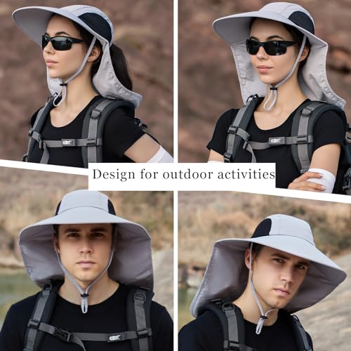 Sun Hat for Men Women with Neck Flap,UPF 50+ UV Protective Hiking Fishing Hats,Wide Brim Sun Hat for Women&Men - Image 6