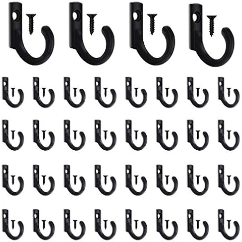 Zlierop 58 Pieces Key Hooks, Blacks Small Hooks, Single Hooks for Hanging Hat, Jewelry, Steel Metal Hooks, Kitchen Towel Little Hook with Black Screws for Farmhouse Retro Crafting Projects Cover